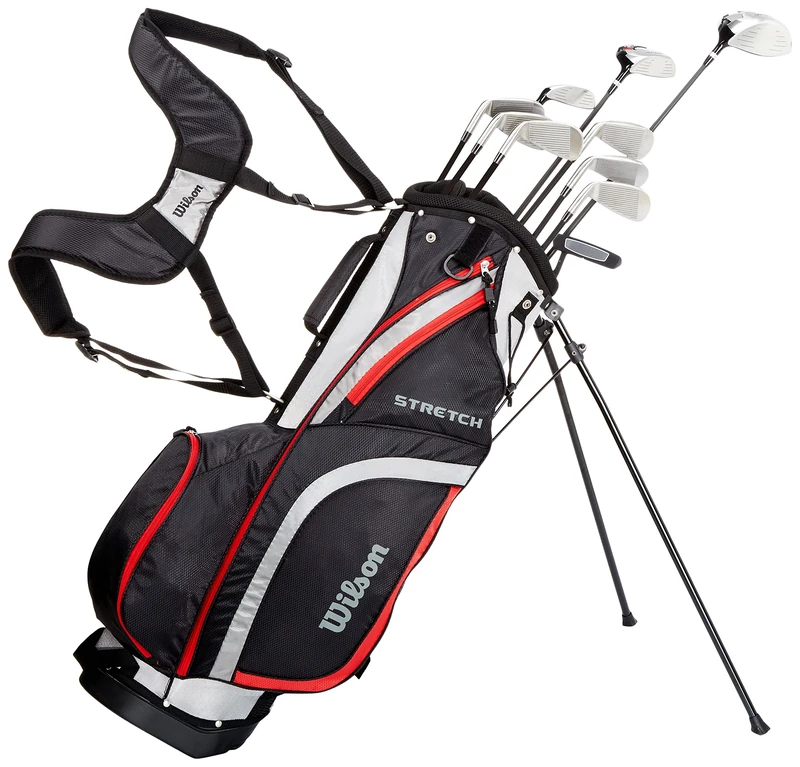 Wilson Men's Stretch Golf Club 10Club Set with Stand Bag, Black/Grey/Red