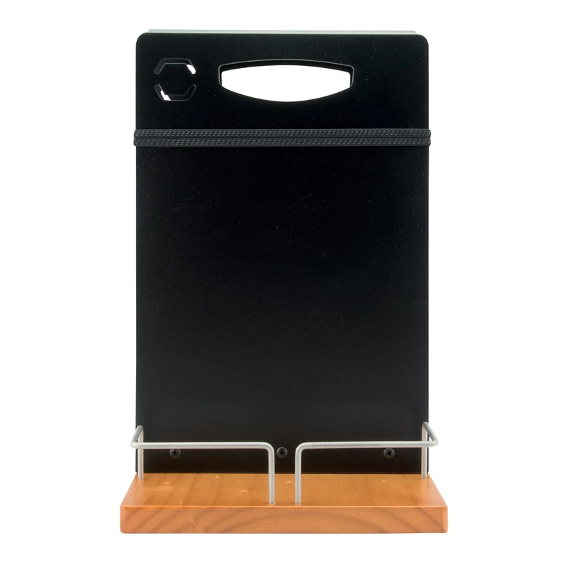 Securit Wooden Chalkboard Menu Holder, Double Sided Condiments Caddy with Blackboard & Extra POS Holder - Great for Cafes, Restaurants & Bars - 22x20cm