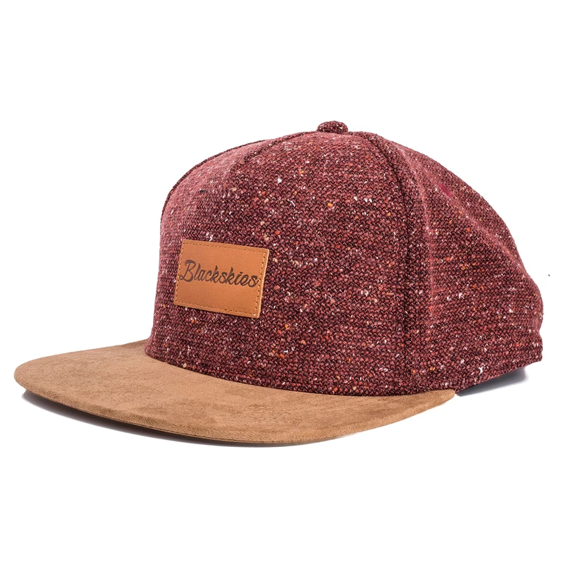 Blackskies® Obsidian Snapback Cap | Men Women Baseball Cap Wool with Faux Suede Brim Red-Brown – Unisex Streetwear Outdoor Summer Casual