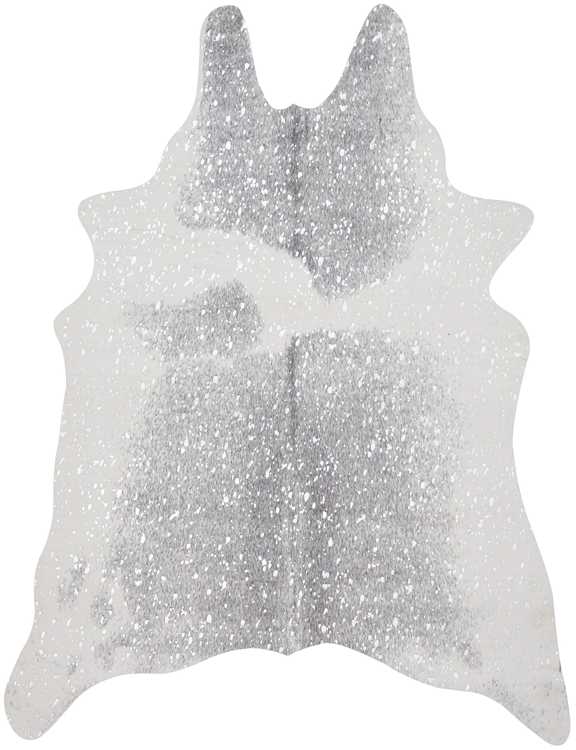 Loloi BRYCBZ-02GYSI3A50 Faux Cowhide Rug Bryce Collection, 3'10" x 5', Grey/Silver