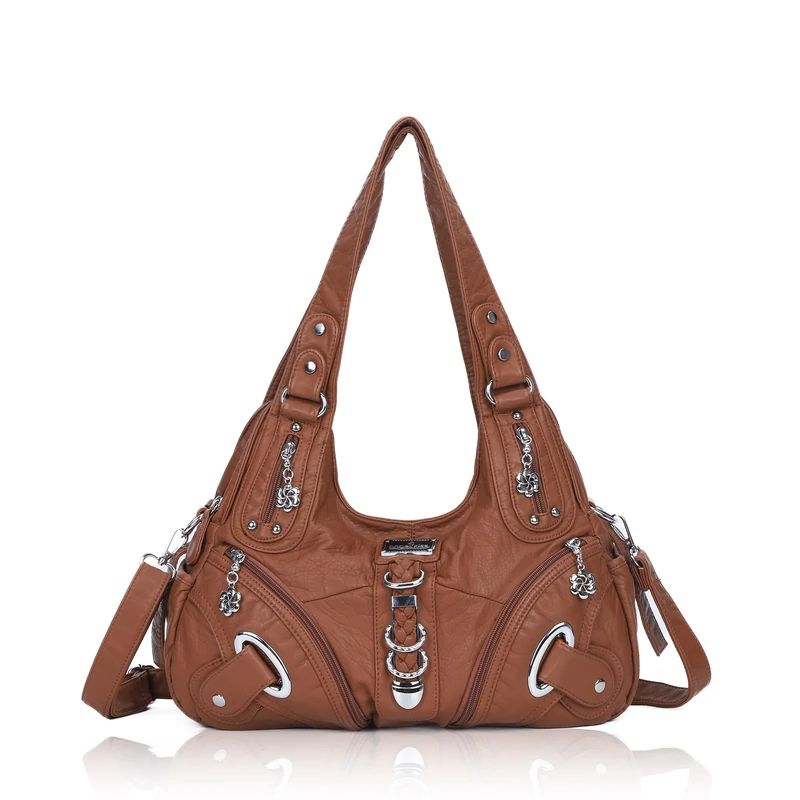 Angel Kiss Hobo Purses and handbags for Women Satchel Handbag Women Purses Large Daily Shoulder Bags, Brown, L