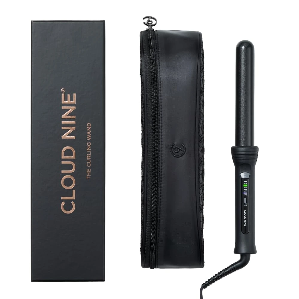 CLOUD NINE The Curling Wand Hair Curler | Styling Tool Variable Temperature Control 125°C to 175°C Range of Hair Types Strong Shiny Healthy Results | Ceramic Barrel Pivoting Cord | Quick Heat