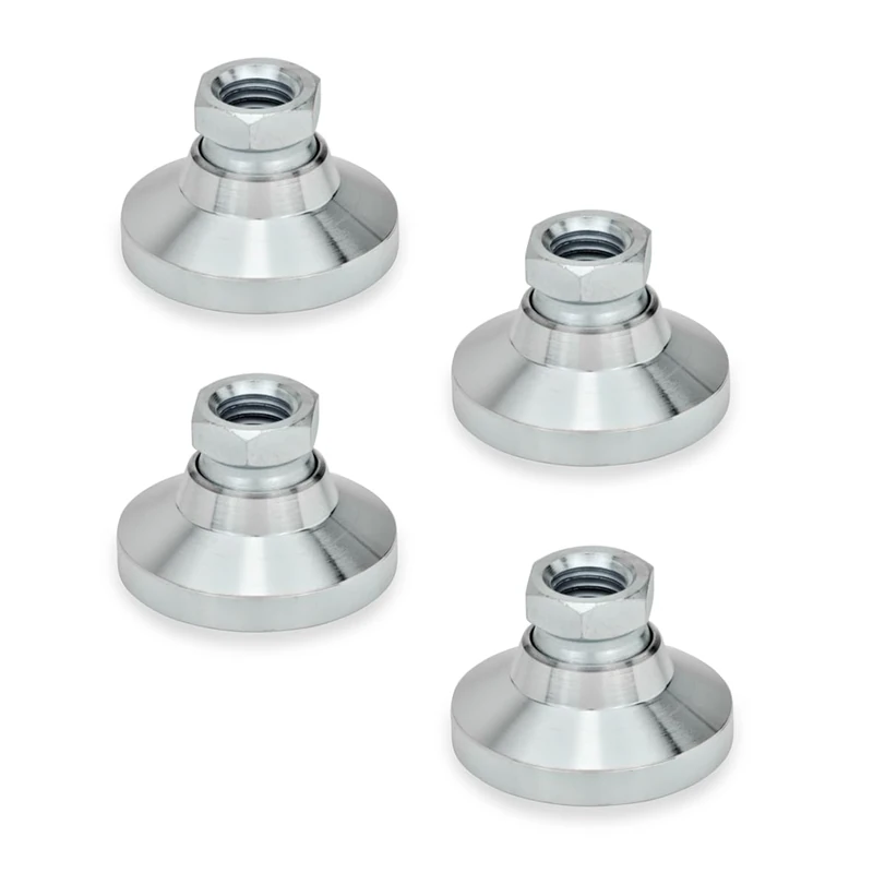 Ganter Normelemente GN 343.1-60-M16-OS 1-60-M16-OS-articulated feet with Threaded Bushing, Silver, Fußdurchmesser: 60mm Gewinde: M16, Set of 4 Pieces