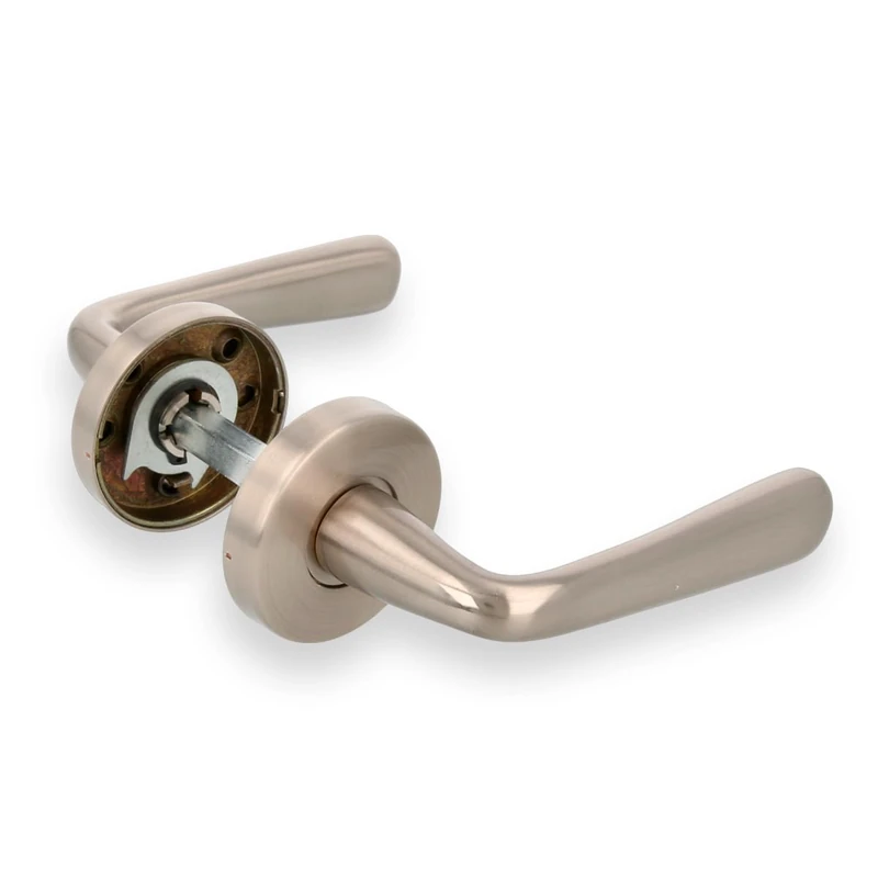 Amig - Door Handle Set Model 252R Made of Brass, Corrosion Resistant, Easy Installation, for Interior and Exterior Doors, matt Chrome-Plated, Diameter 50 mm, Latex
