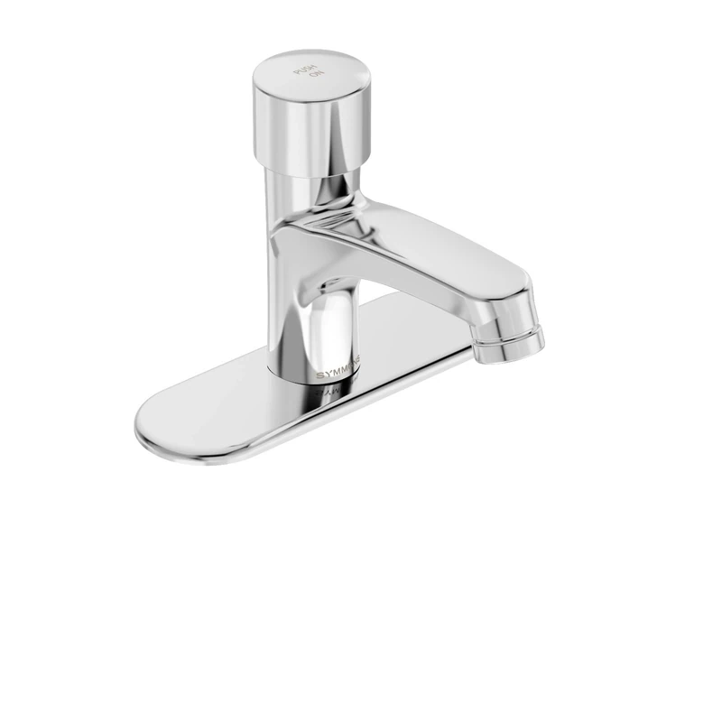 Symmons SCOT Metering Push Button Single Hole Bathroom Faucet with Deck Plate, Chrome (SLS-7000-DP4)