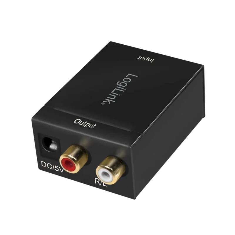 Logililogilink CA0102 Coaxial and Toslink Analog L/R Audio Converter, Electromagnetic/Noise Free Transfer Black NK Coaxial and Toslink Analog black