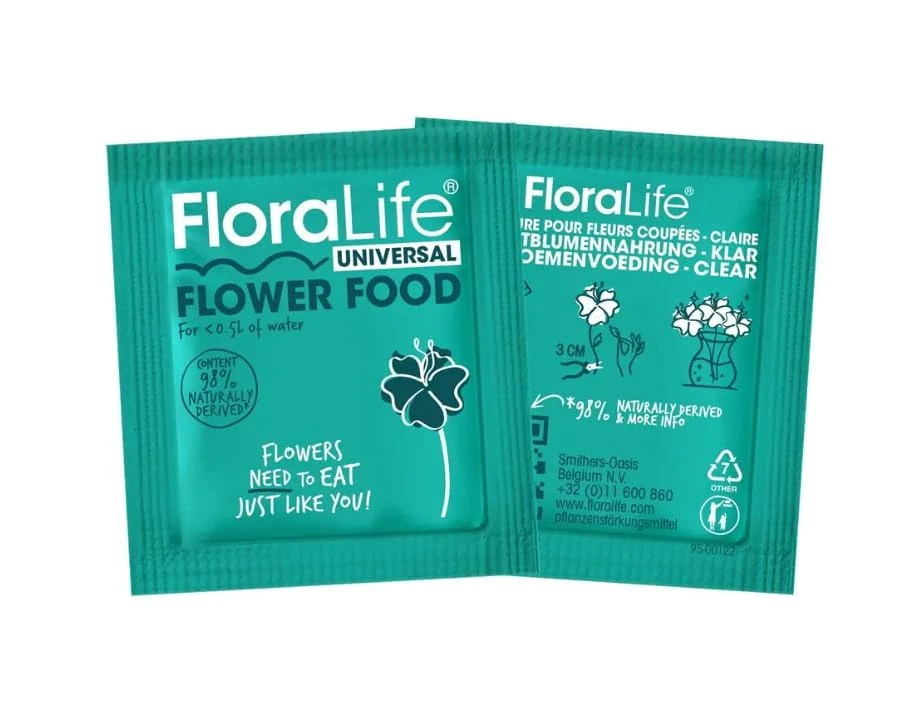 20 Floralife Universal Flower Food Sachets, 500ml Cystal Clear Water Soluable Flower Food