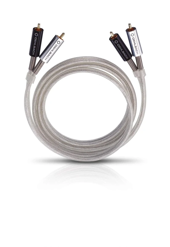 OEHLBACH Silver Express 200 - Premium Stereo RCA Cable Set for CD Player & Amplifier - SPOFC & Double Shielding - 2 m - Silver