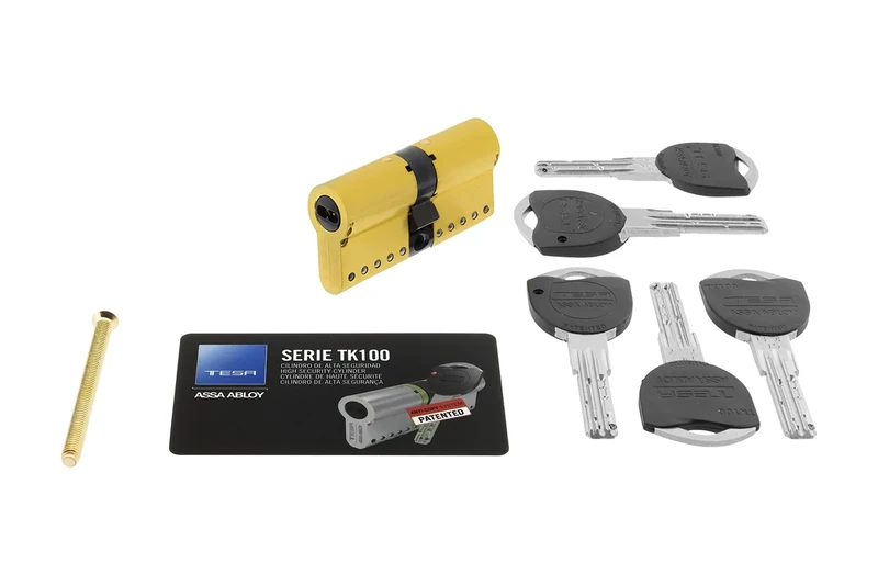Tesa TK153555L Abloy Handle TK153555L-High Security Cylinder TK100, 35 x 55 mm, Long Lid, Wrench, Brass, 35 x 55 mm