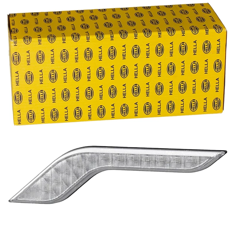 HELLA 2BA 013 334-011 Direction Indicator - Shapeline Style Wing - LED - 24/12V - Bolted/mounting - Lens Colour: Crystal clear - Plug: AMP - 2-pin connector - Left Front - Quantity: 1