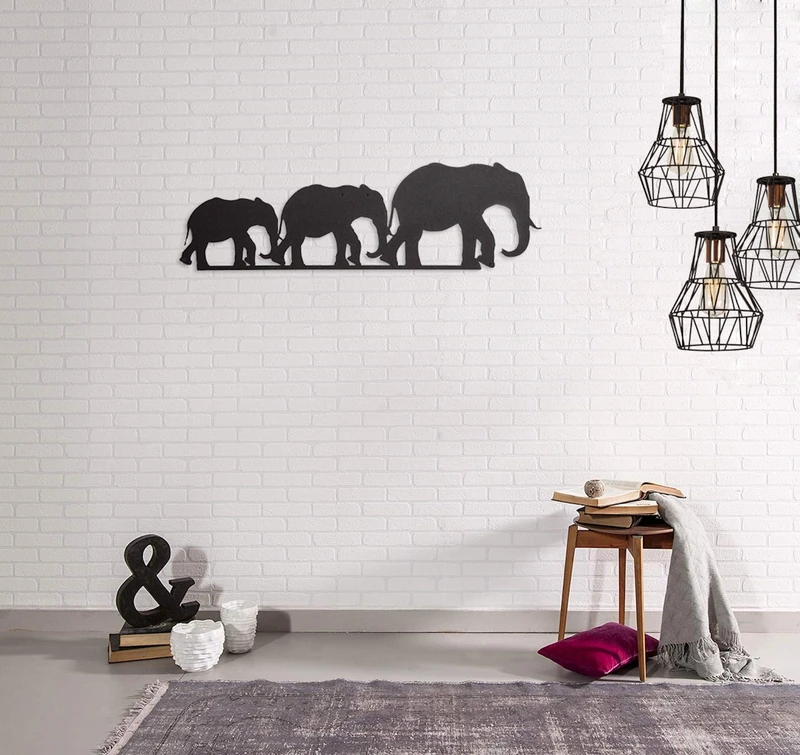 Homemania Wall Decoration, Steel, Black, 50 x 0.15 x 15 cm