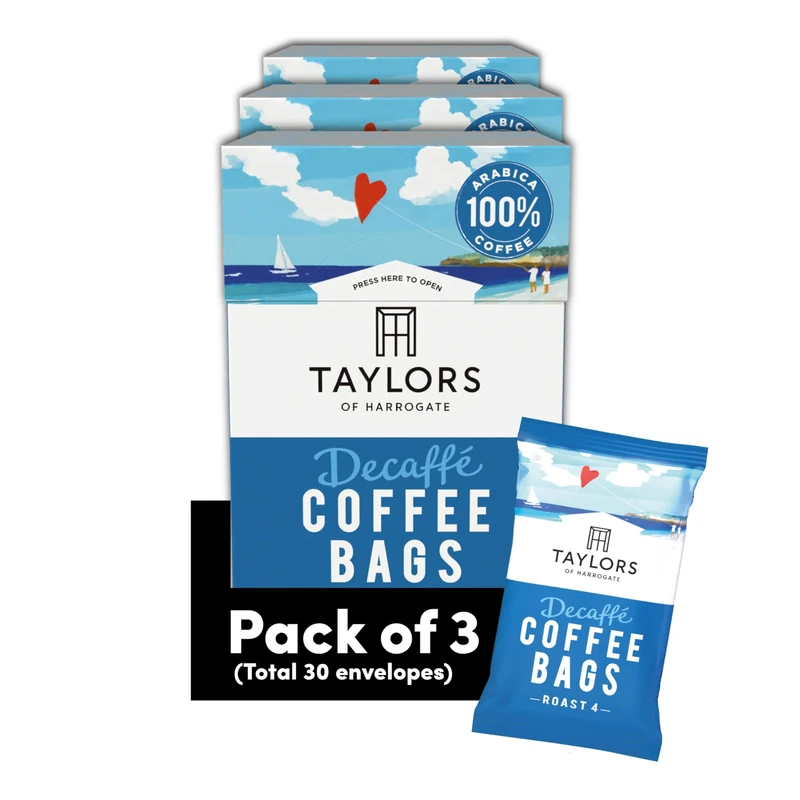 Taylors of Harrogate, Roast 4, Decaffe Coffee Bags, 3 Boxes of 10 (Total 30 Bags)