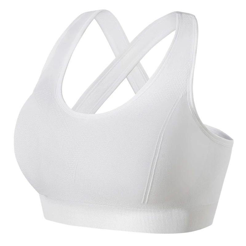 FITTIN Racerback Sports Bra for Women- Padded Seamless Activewear Bras for Yoga Gym Workout Fitness White