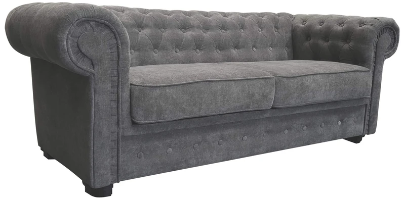 Sofas and More Chesterfield Style Corner Sofa Set 3+2 Seater Armchair Grey Fabric (2 Seater)