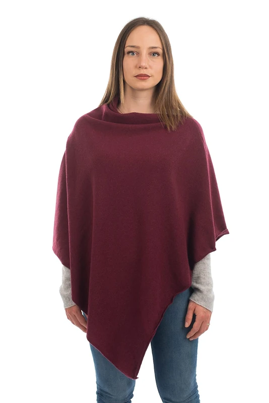 DALLE PIANE CASHMERE - Poncho Cashmere Blend - Made in Italy - Woman, Color: Bordeaux, One Size - Image 1