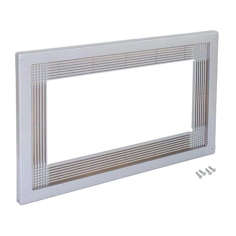 Emuca - Microwave framework for embedded mounting satin nichel 60x40cm, universal microwave built in frame trim kit in plastic - Image 1
