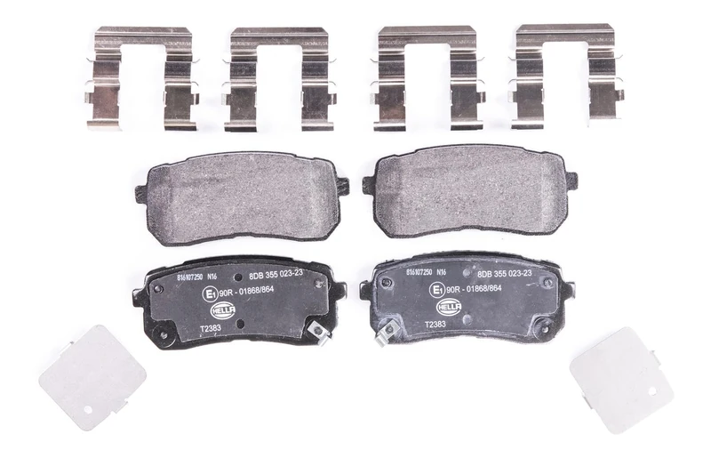 HELLA 8DB 355 023-231 Brake pad set - with acoustic wear warning - T2383 - for e.g. HYUNDAI / KIA - Image 1