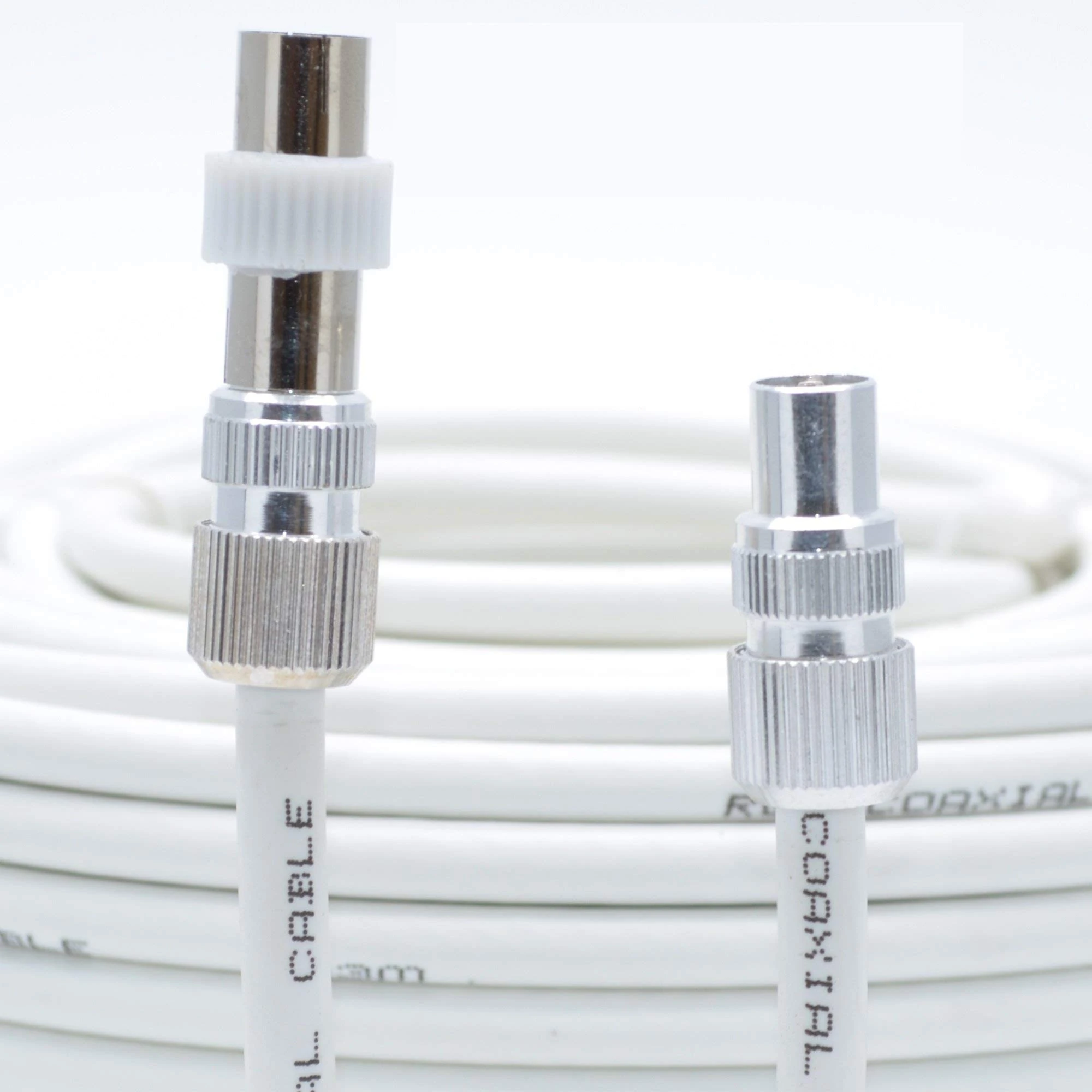 SSL Satellites Fully Assembled Digital TV Aerial Cable Use Extension Kit with Male - Male Connections - for Freeview, Freeview HD 4K TV - 15 Meter, White