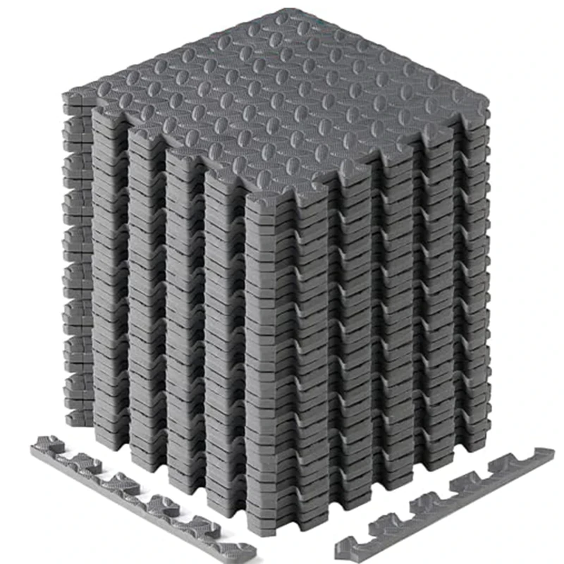Yes4All EVA Interlocking Mats, Puzzle Floor Tiles, Foam Floor Padding with Border for Furniture, Home Space, Living Room, Garage - Gray, 2.97 m2