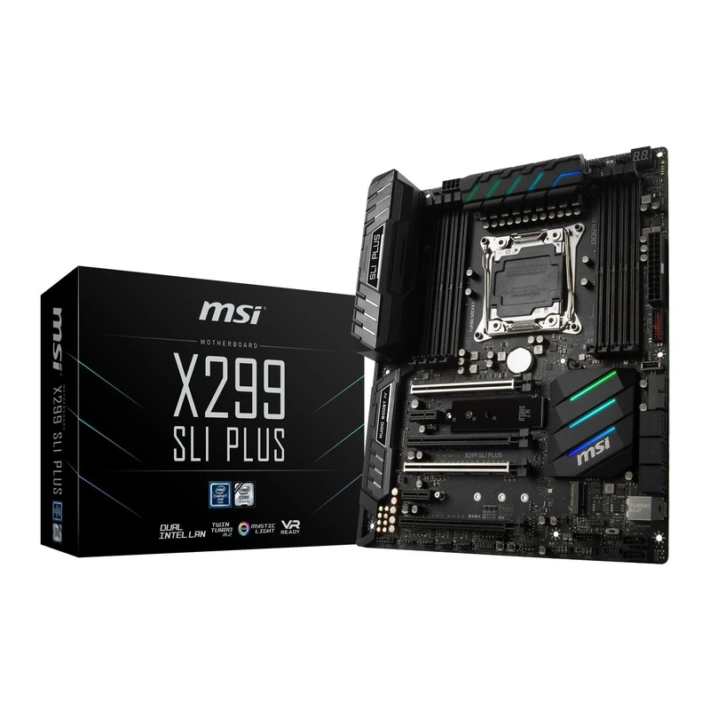 MSI X299 SLI PLUS Motherboard ATX, LGA2066, DDR4, DUAL LAN, U.2, USB 3.1 Gen2, Type-C, M.2, RGB Mystic Light, Intel Core X-Series