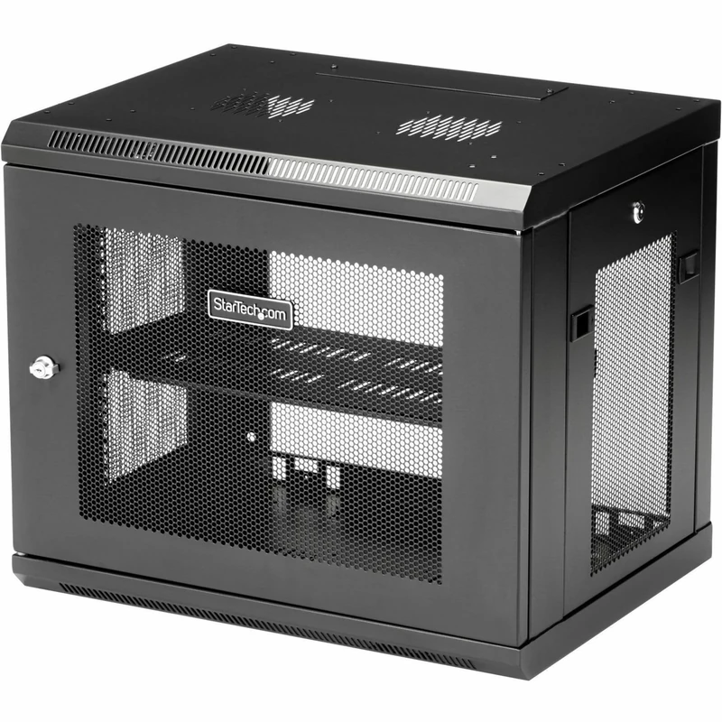StarTech.com 2-Post 9U Wall Mount Network Cabinet w/ 1U Shelf, 19" Wall-Mounted Server Rack Kit for IT / Data Computer Equipment, Ships Fully Assembled