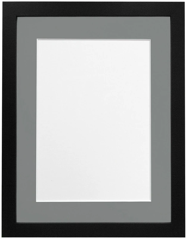 FRAMES BY POST 25mm Black Photo Picture Poster Frame with Dark Grey Mount 36" x 24" For Pic Size 30" x 20" (Plastic Glass)
