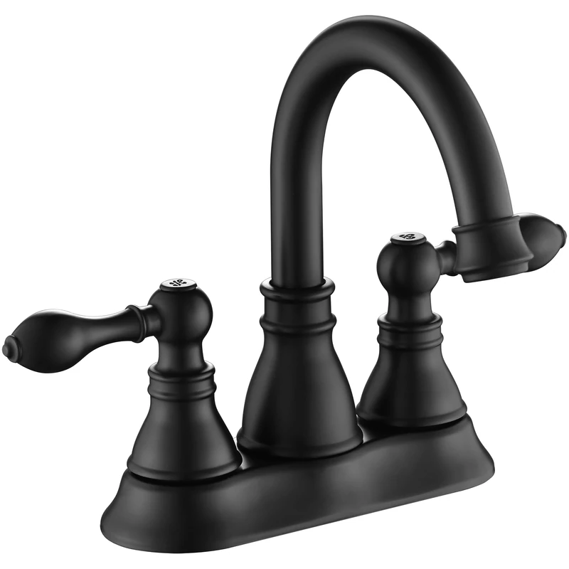 Derengge F-4501-MT Two Handle Bathroom Sink Faucet with Pop up Drain,cUPC NSF AB1953 Lead Free, Matte Black