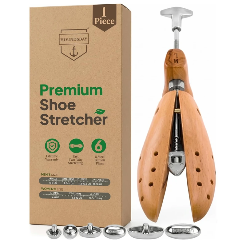 HOUNDSBAY Bulldog Heavy-Duty Shoe Stretcher | Loosens Tight Shoes with Strong Wood & Metal Construction (WM UK5-7/EU38-40)