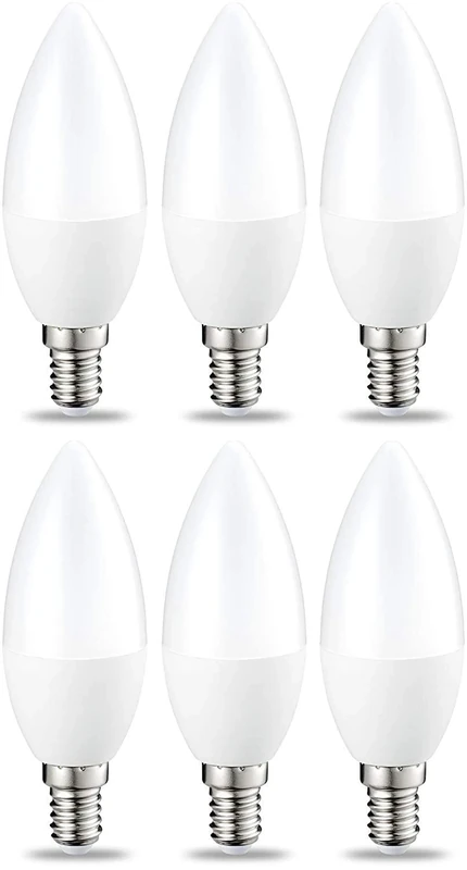 Amazon Basics LED E14 Small Edison Screw Candle Bulb, 4.9 W (Equivalent to 40W), Warm White, Non Dimmable - Pack of 6