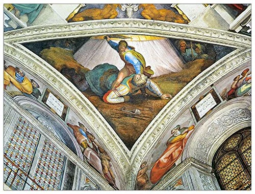 ArtPlaza Buonarotti Michelangelo-David und Goliath Decorative Panel, Wood, Multi-Colour, 80 x 1.8 x 60 cm