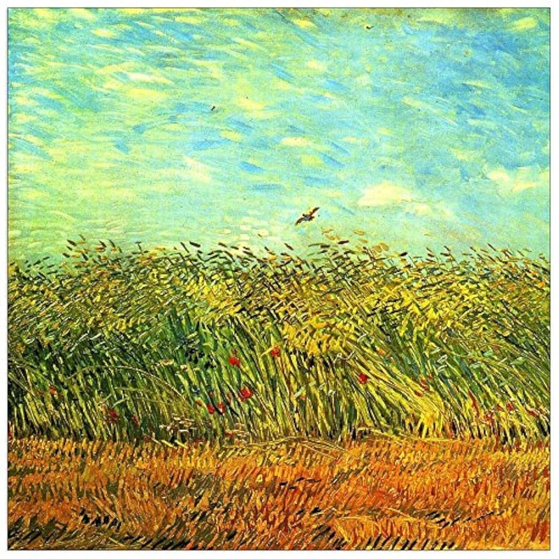 ArtPlaza Van Gogh Vincent-Wheat Field with a Lark Decorative Panel, Wood, Multi-Colour, 50 x 1.8 x 50 cm
