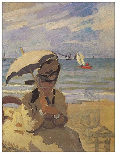 ArtPlaza "Monet Claude - Camille Monet on the beach at Trouville Decorative Panel, Wood, Multi-Colour, 60 x 1.8 x 80 cm