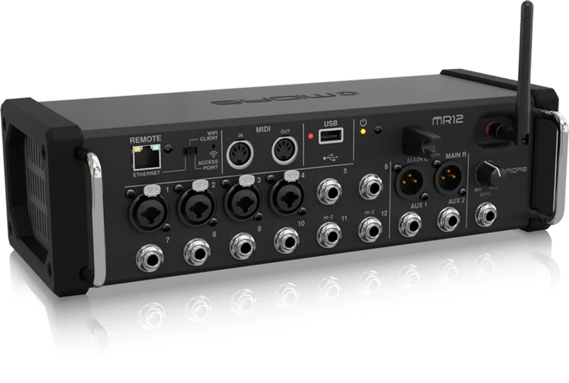 Midas MR12 12-Input Digital Mixer for iPad/Android Tablets with 4 Midas PRO Preamps, 8 Line Inputs, Integrated Wifi Module and USB Stereo Recorder, Compatible with PC and Mac