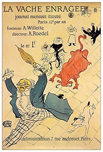 ArtPlaza Toulouse-Lautrec-La vache enragee Decorative Panel, Wood, Multi-Colour, 60 x 1.8 x 90 cm