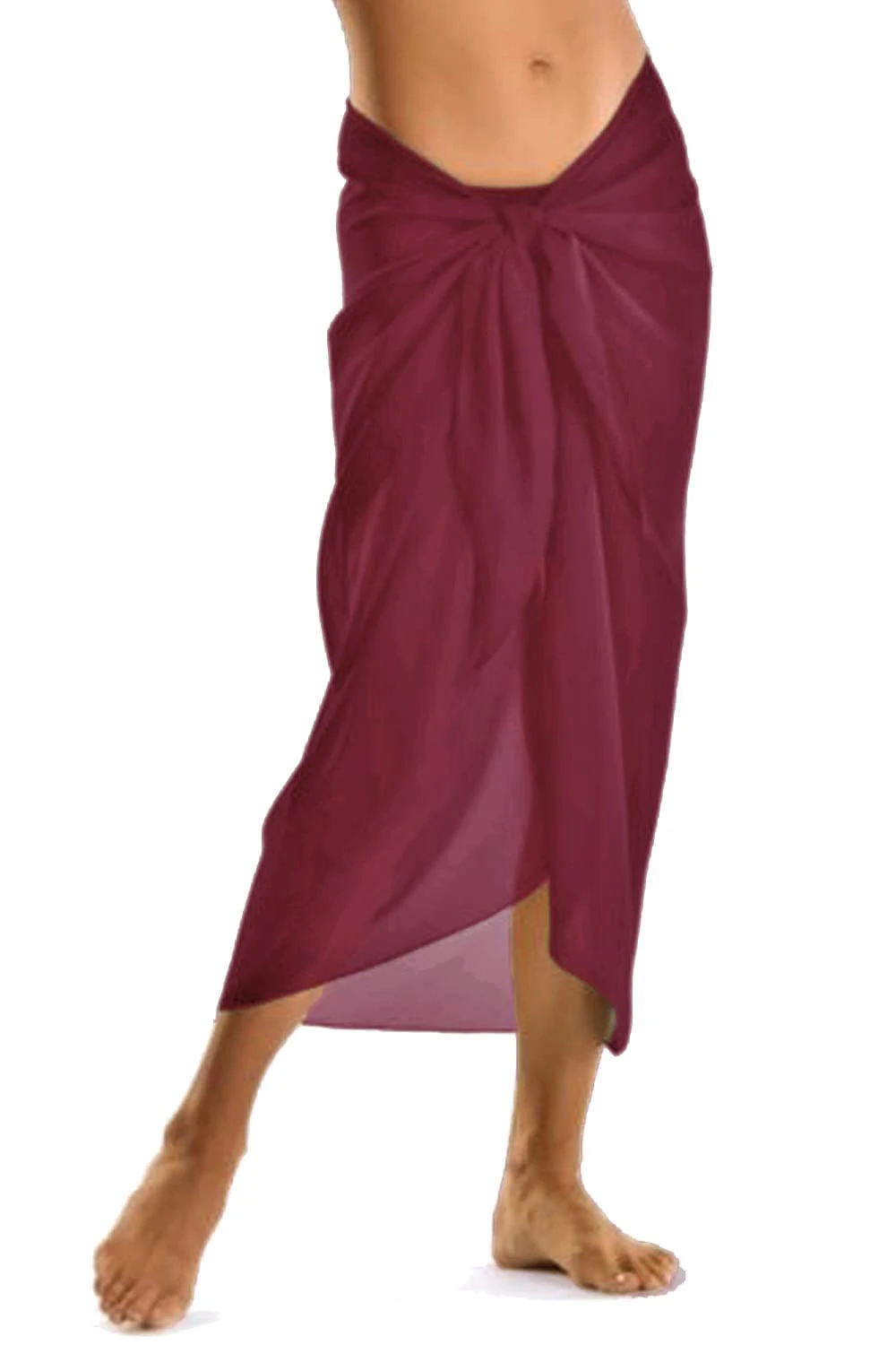 TOSKATOK®Womens Girls Sexy Stylish Beach Cover up Sarong Skirt Dress with Optional Beach Bag and flip Flops Bordeaux
