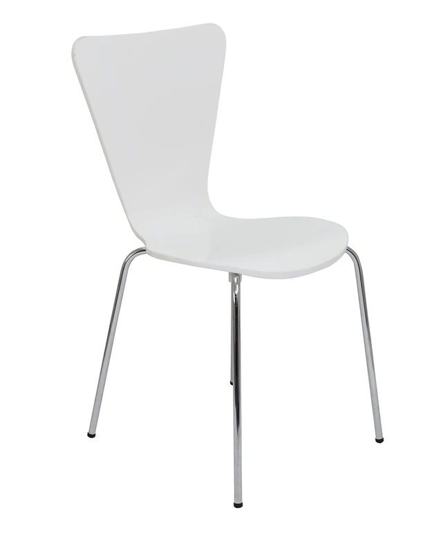 Office Hippo Heavy Duty Cafe Bistro Stacking Chair, Wood, Suitable For Commercial Use - White, Pack of 4