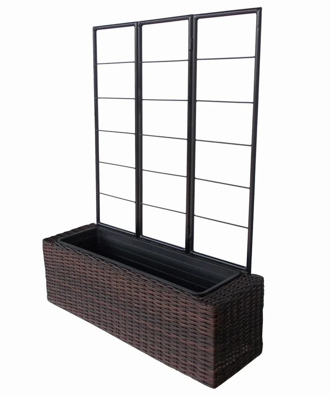 Grapevine 12010U-BR MO Brown Resin Wicker Planter with Trellis-Multi-Tone - Image 1