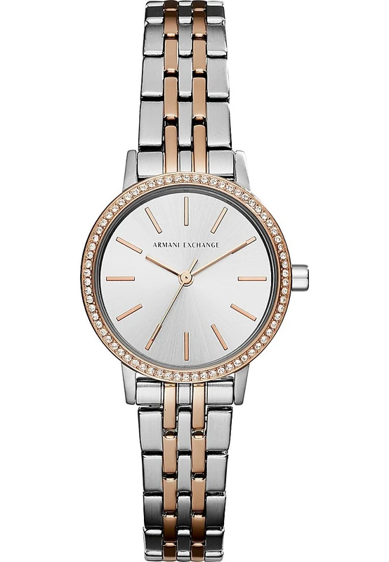Armani Exchange Dress Analogue Quartz Watch with Silver & Rose Gold Stainless Steel Strap for Women AX5542