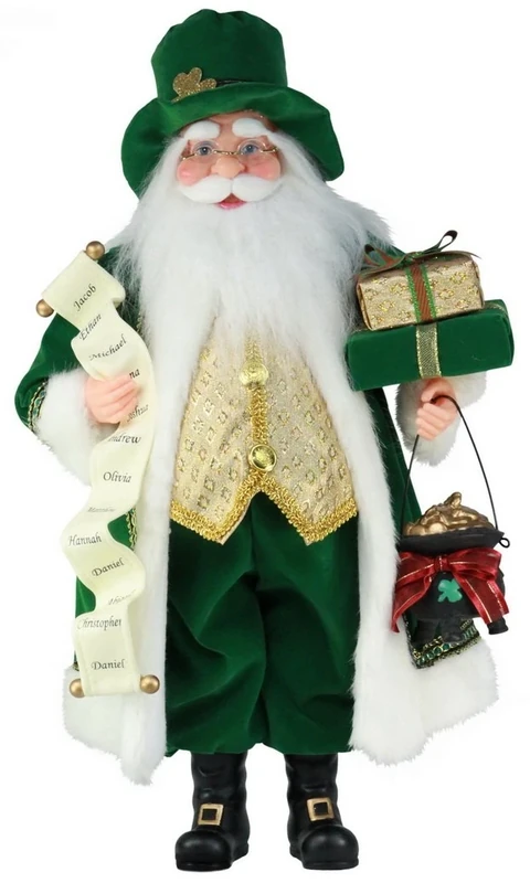Windy Hill Collection 40 cm (16 in) Standing Luck O' the Irish Santa Claus Christmas Figurine 616200