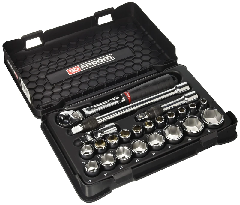 FACOM SL.171-3P6 Series SL.171 1/2" Metric 6-Point Socket Set, 23-Piece