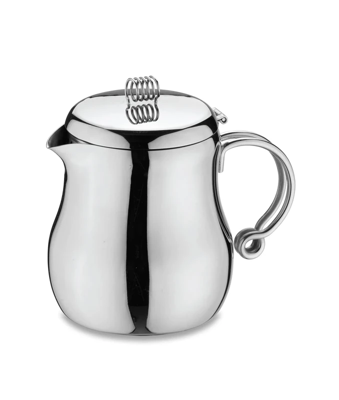 Café Stal Elements Stylish 18/10 Stainless Steel Tea Pot with Cool Touch Wire Handles, Mirror Polished, 42oz