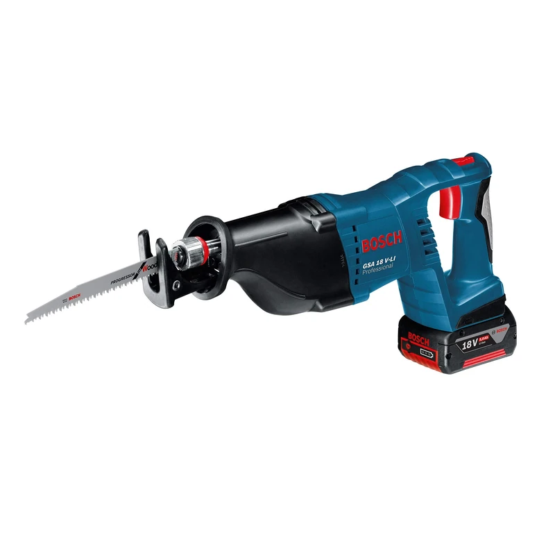 Bosch Professional 18V System Cordless Reciprocating Saw GSA 18 V-LI (incl. 2X GBA 5.0Ah Batteries, Charger GAL 1880 CV, 2X Reciprocating Saw Blade, Inlay, L-BOXX)