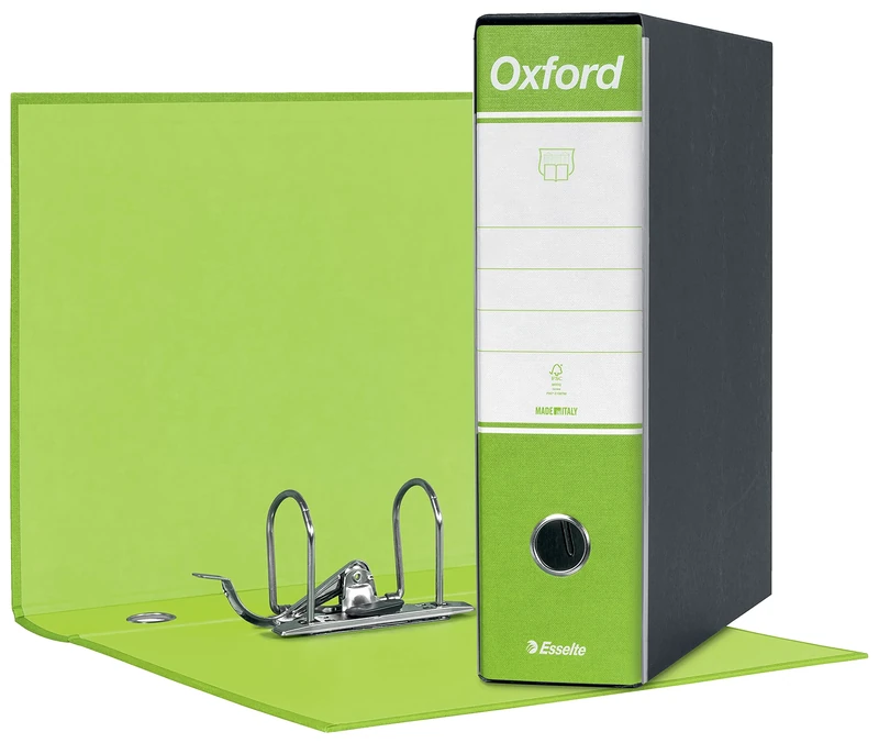 Esselte Oxford 390783600 G83 Recorder with Case, with Lever Mechanism No.1 in Commercial Format (23 x 30 cm) with 8 cm Spine, Lime Green, Pack of 6