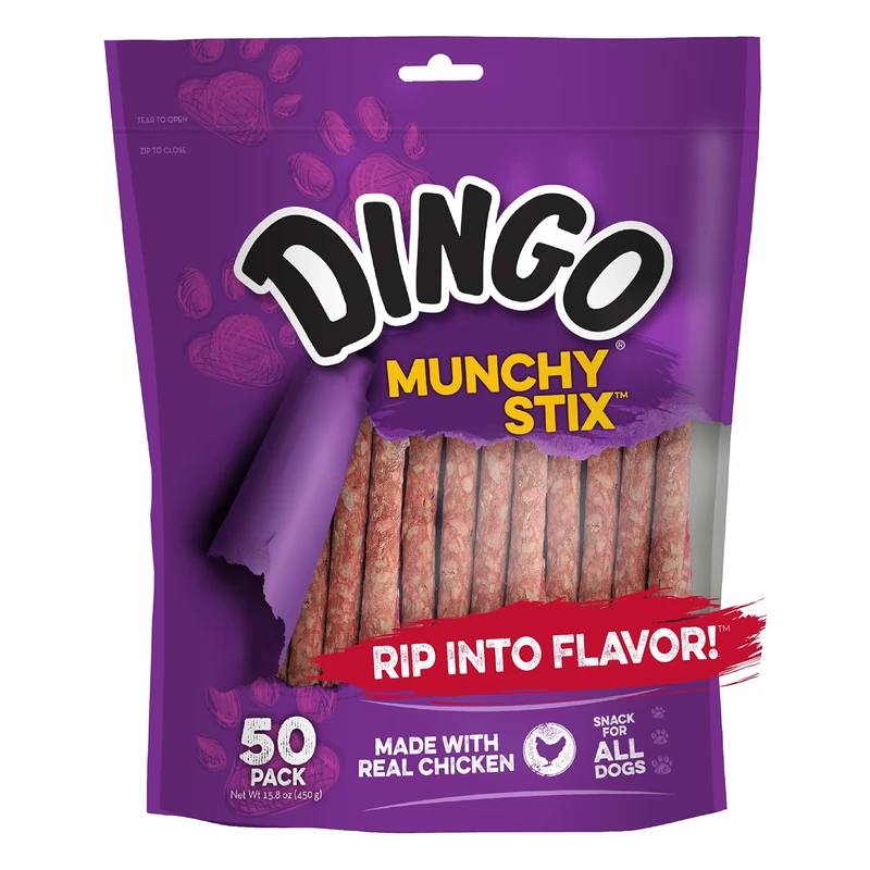 Dingo Non-China Munchy Stix Dog Chews for All Dogs, 50-Count