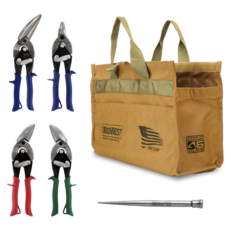 Midwest Building Tool Kit - 5 Piece Set Includes Aviation Snips & More, Made in The USA - MWT-BULDKIT01
