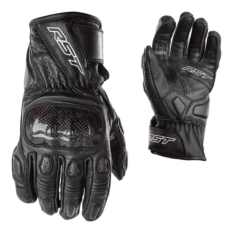 RST 2123 Stunt III CE Men's Short Sports Leather Motorcycle Gloves - Black XL, 11
