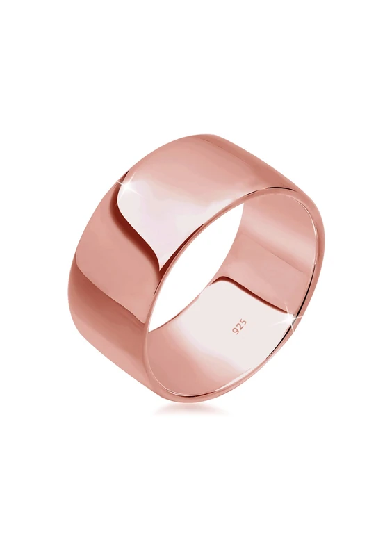 Elli Women Basic Stacking Rose Gold Plated 925 Silver Ring - Size N