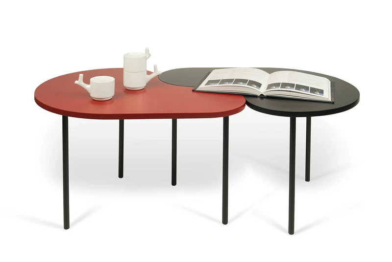 TemaHome Loop Coffee Table, Wood, Red and Black, 69 x 55 x 45 cm