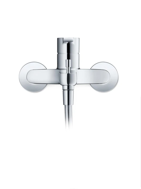 Duravit B.2 Surface-Mounted Bath Mixer Tap for 2 Consumers with Diverter Valve, Single Lever Bath Mixer with Ceramic Mixing System, Bath Tap in Chrome
