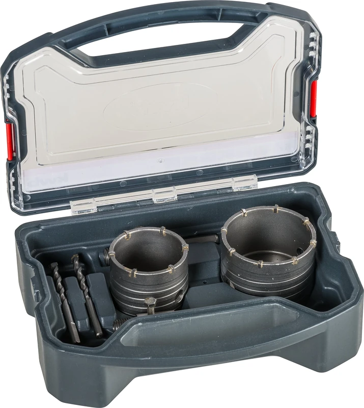 Kwb Power-Box Core Bit Set with Diameter Size 68 mm and 82 mm - Carbide-Tipped, Impact-Resistant, Incl. - 2X Centre Drill, SDS Plus and Hexagonal Shaft - Image 1